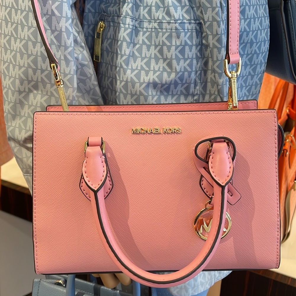 MICHAEL KORS
Sheila Small Faux Saffiano Leather Satchel Crossbody 
Carnation
NWT - Picture 3 of 16
